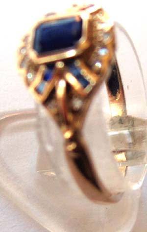 Genuine Blue Sapphires and Diamonds in 9ct Yellow Gold Ring