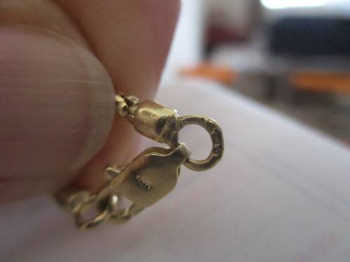 9ct. Solid  Yellow  Gold Necklace with Blue Sapphire and Diamonds