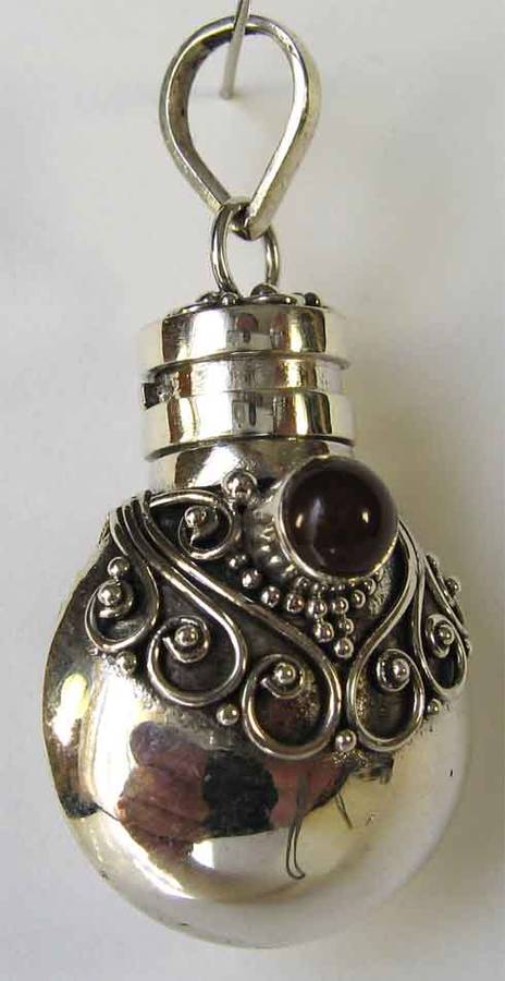 Sterling Silver with Garnet  " Pot "  Pendant
