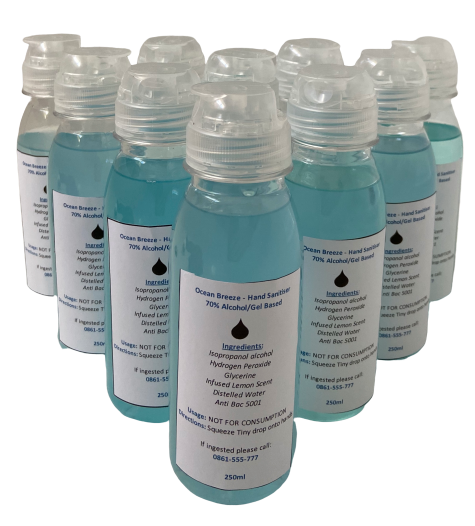 Hand Sanitiser: 6 x 250ml bottles