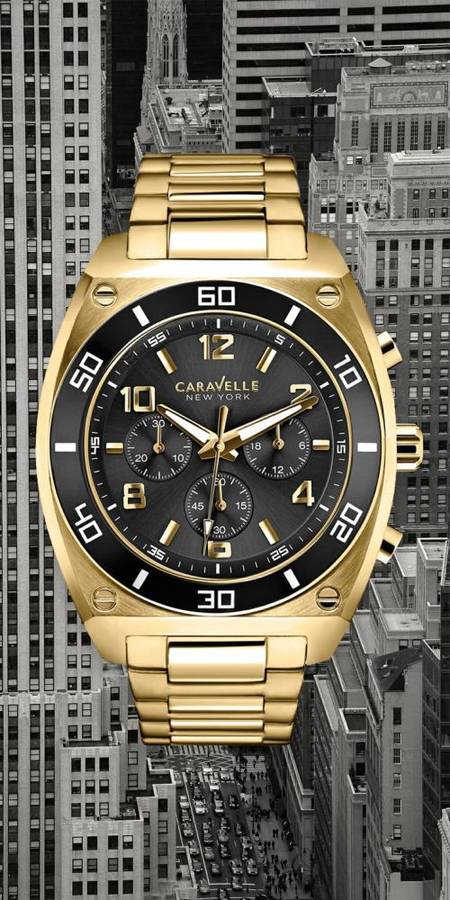 **exclusive** Brand New Caravelle New York Men's 45A111 Analog Display Japanese Quartz Gold Watch
