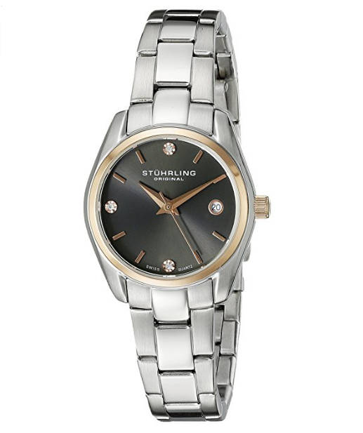 GENUINE!!! STUHRLING WOMEN'S ASCOT SWAROVSKI ACCENTED WATCH W/ BOX & MANUAL