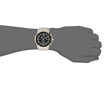 AUGUST STEINER® YELLOW GOLD&SILVER MULTIFUNCTION SWISS WATCH W/ GRAY&BLACK DIAL AND 2 TONE BRACELET