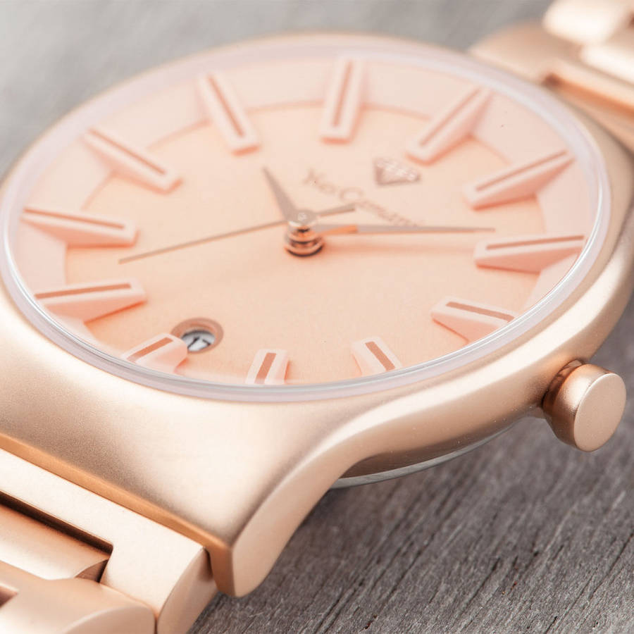 -I GENUINE I EXCLUSIVE I-  YVES-CAMANI® Louanne Women Date Display  Stainless Steel Rose Gold Watch