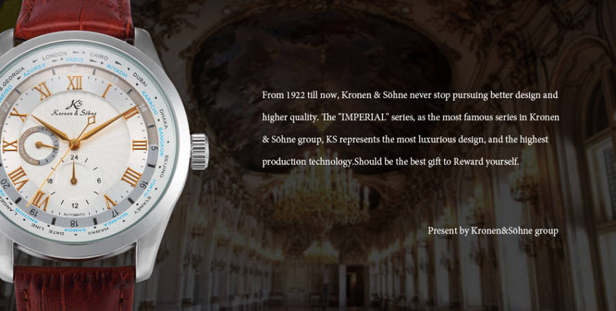-I GENUINE I- KRONEN&SÖHNE Day 24 Hours Display Automatic Mechanical Men's Leather Sport Wrist Watch