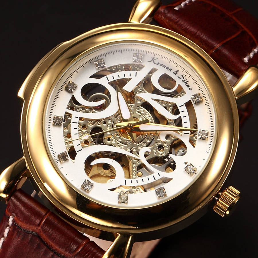 -I Late Entry !!! I GENUINE I- KRONEN & SÖHNE Automatic  Mechanical Crystal Skeleton Dial Watch