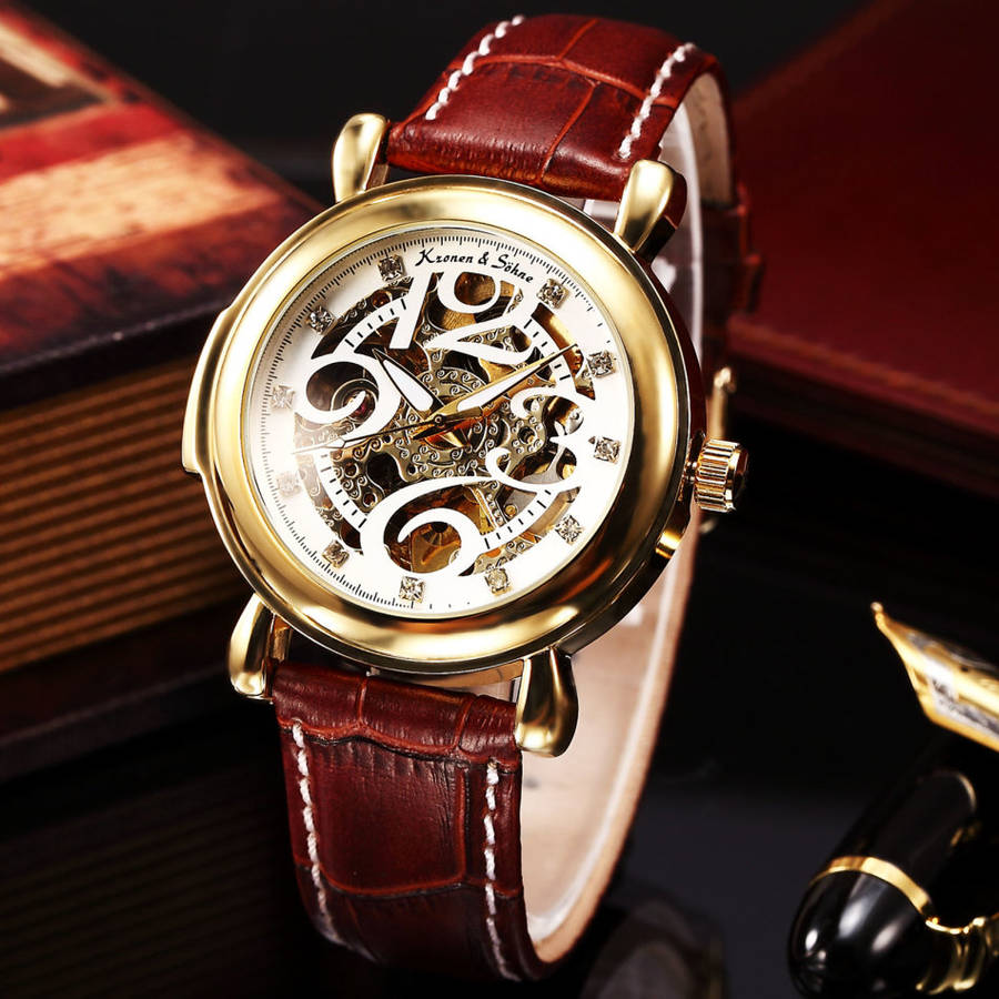 -I Late Entry !!! I GENUINE I- KRONEN & SÖHNE Automatic  Mechanical Crystal Skeleton Dial Watch