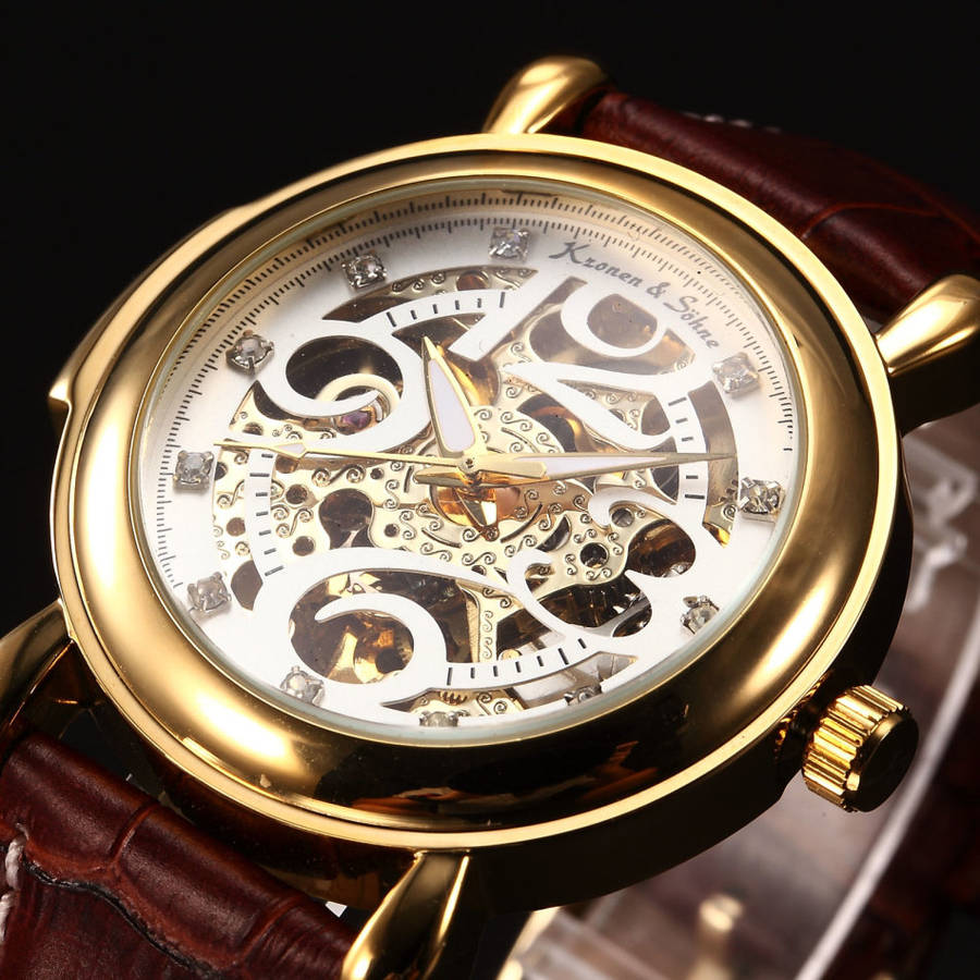 -I Late Entry !!! I GENUINE I- KRONEN & SÖHNE Automatic  Mechanical Crystal Skeleton Dial Watch