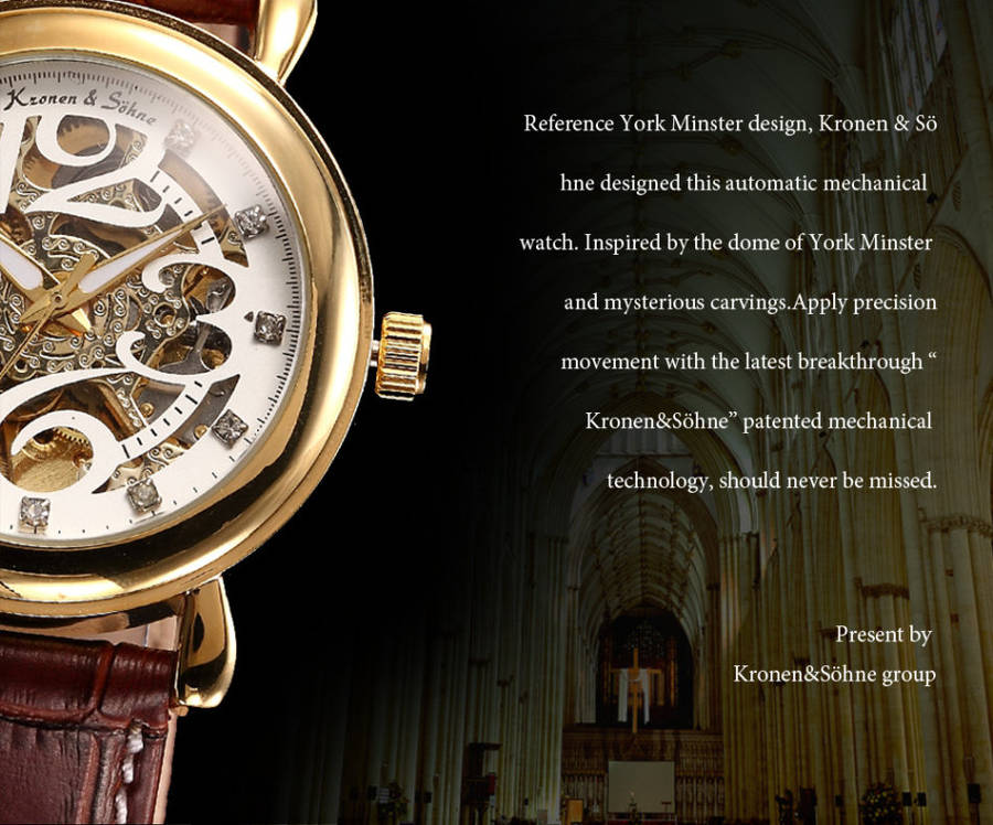 -I Late Entry !!! I GENUINE I- KRONEN & SÖHNE Automatic  Mechanical Crystal Skeleton Dial Watch
