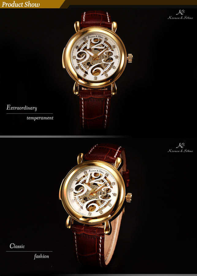 -I Late Entry !!! I GENUINE I- KRONEN & SÖHNE Automatic  Mechanical Crystal Skeleton Dial Watch