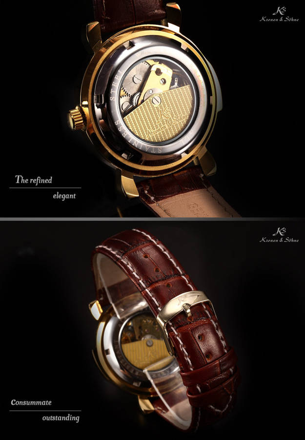 -I Late Entry !!! I GENUINE I- KRONEN & SÖHNE Automatic  Mechanical Crystal Skeleton Dial Watch