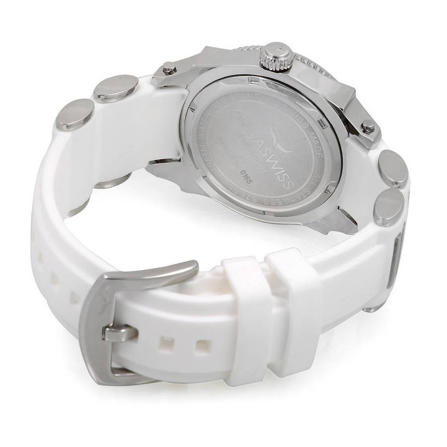 -I Genuine Swiss Watch I- Aquaswiss Men's SWISSport G Silver Bezel White Roman Numeral Watch