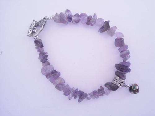 Amethyst bracelet with Cloisonne charm!