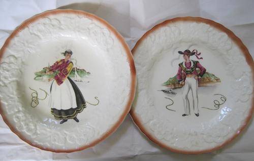 Two French costume wall plates - Alfred Meakin
