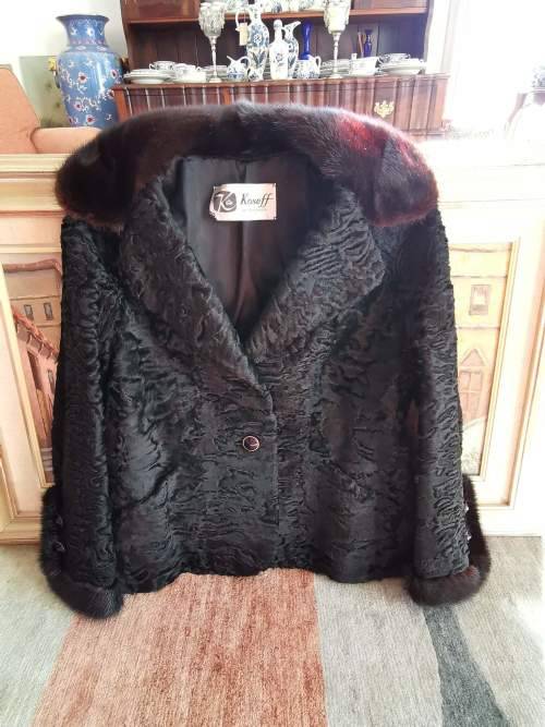 R750 - Beautiful Koseff Fur Jacket with Fur Cuffs and Collar. Size 8 - 10.