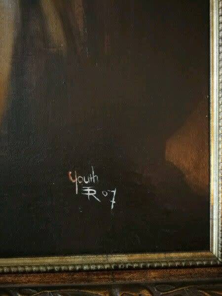 Large Framed Oil Painting of a Woman in a Beautiful Gilt Frame. Signed Youth Roy.