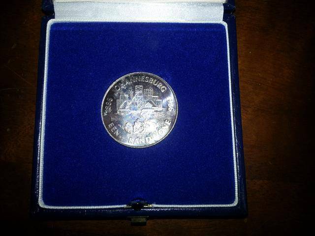 Proof Silver One rand Johannesburg 1986