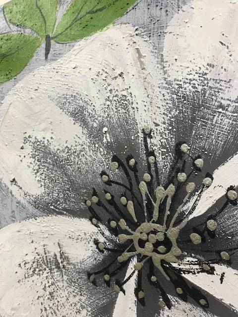 600 x 600 PAINTED CANVAS - TEXTURED FLOWER (#3)