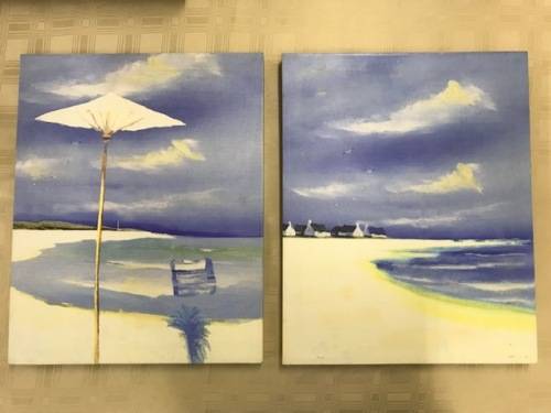 SET OF TWO 500 x 400 PRINTED CANVAS - BEACH SCENE