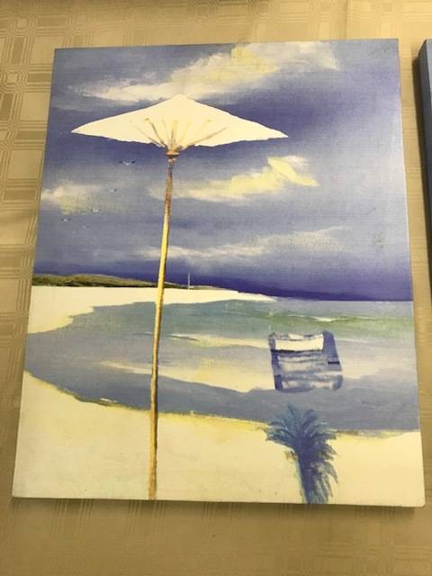 SET OF TWO 500 x 400 PRINTED CANVAS - BEACH SCENE