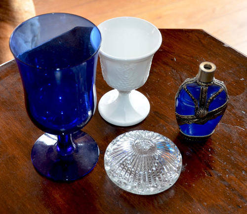 glass perfume bottle,vases & trinket bowl no chips or cracks