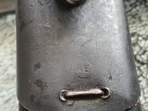 Antique British Pattern 1907 Sword Bayonet by Sanderson with Scabbard, made in April 1916