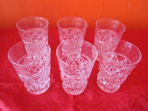 6 LITTTLE STUART CRYSTAL WAVERLEY CORDIAL TUMBLERS