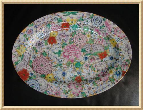 c1940 - Oriental Chintz hand painted footed Platter from Blisful