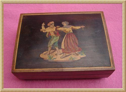 Vintage Footed Wooden Musical Box with Swiss Movement from Blisful