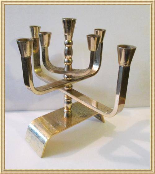 Vintage 24K Gold Plated Karshi Menorah Jerusalem from Blisful