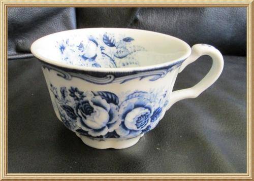 Vintage Japanese Fine China " Blue Rose " Footed Tea Cup from Blisful