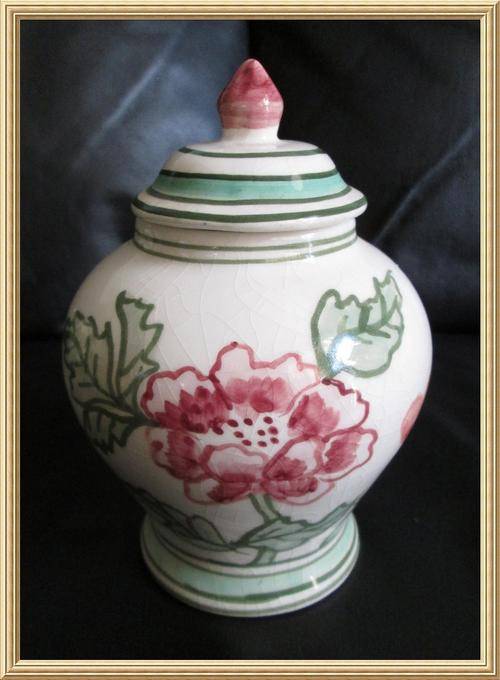 Porcelain Hand Painted Floral Ginger Jar from Blisful