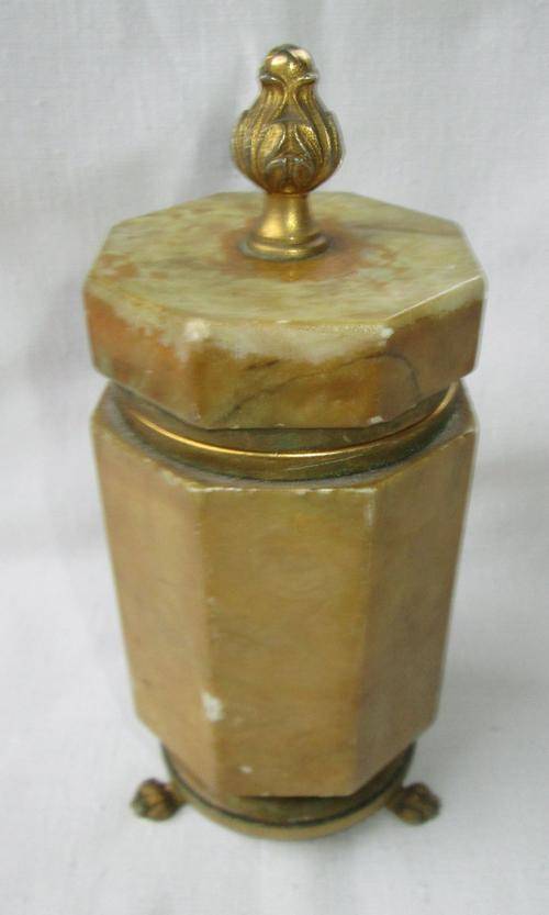Vintage Italian Marble Paw Footed & Lidded Jar from Blisful