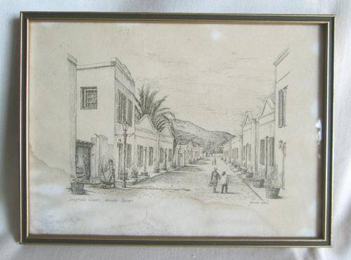 Vintage Glass Framed John Hall - Stretch's Court, Graaff Reinet from Blisful
