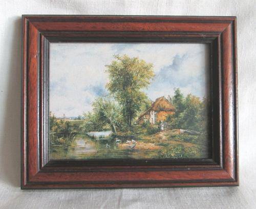Vintage Glass & Hardwood Country Scene Frame from Blisful
