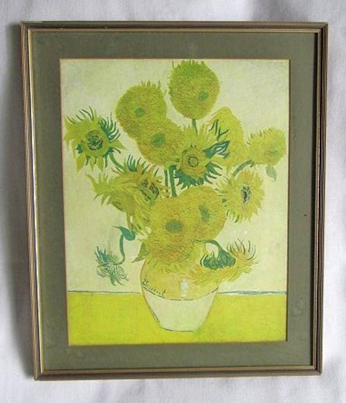 Vintage Framed Vincent van Gogh Sunflowers from Blisful