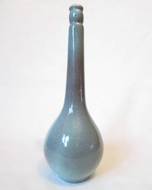 Vintage Tall Teal Pottery Posy Vase from Blisful