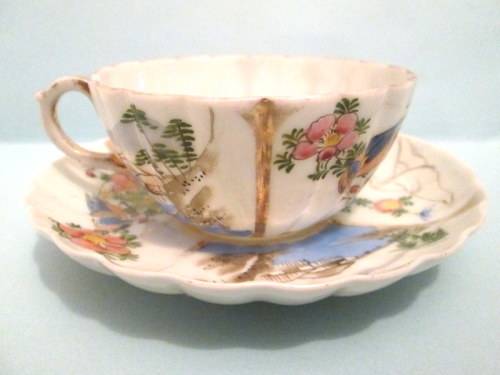 Vintage Oriental Egg Shell Porcelain Duo from Blisful