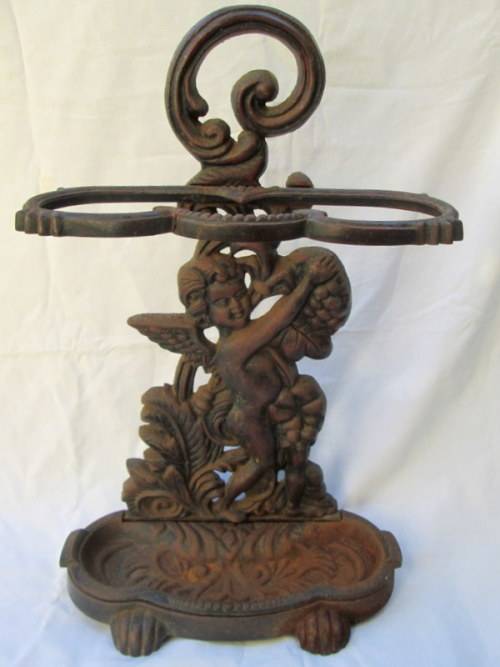 Victorian Cast Iron Cherub Umbrella Stand from Blisful