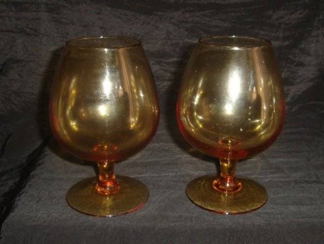 PAIR of AMBLE BULBOUS BRANDY STEMMED BRANDY GLASSES from BLISFUL