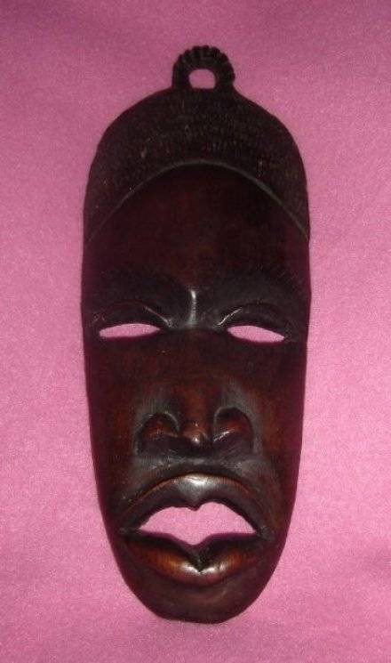 SOLID HARD WOODEN HAND CARVED AFRICAN HANGING MASK from BLISFUL