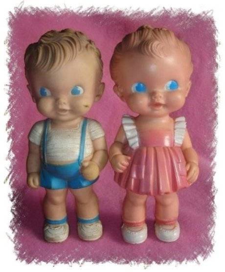 A vintage pair of 1950's Ruth E. Newton dolls by Sun Rubber from BLISFUL