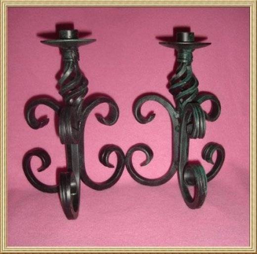PAIR of WROUGHT IRON CANDLE HOLDERS from BLISFUL