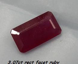 WOW !!! HUGE 3.07ct RECTANGULAR RUBY -100% NATURAL