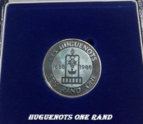 LES HUGUENOTS ONE RAND COIN 1688-1988 - S A MINT BOX