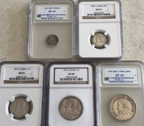 1897 set of 5 coins