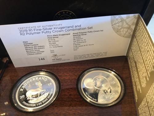 2019 R1 Fine Silver Krugerrand and R2 Polymer Putty Crown Combination set