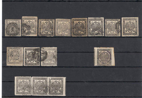 Big collection of ZAR 1d black - 31stamps