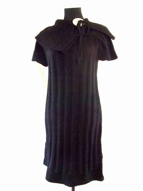 Simply Stylish Shawl Collar Black Sweater Dress 36/38