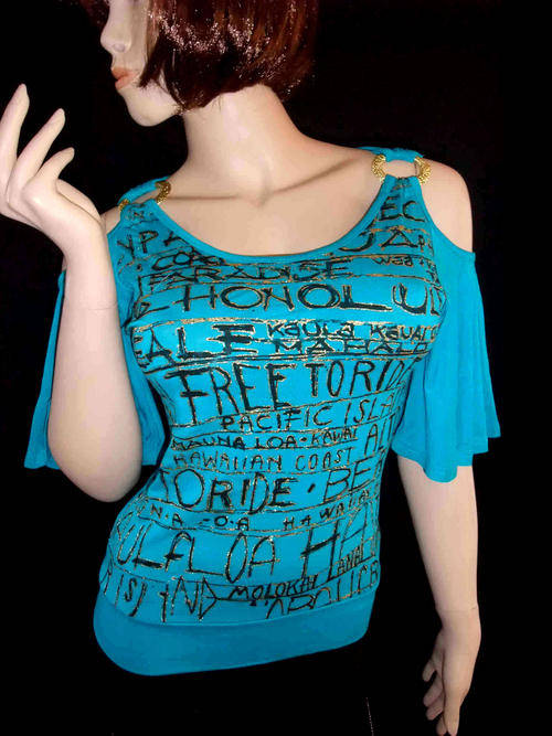 Bare Shoulder Fashion Top Blue 30/32